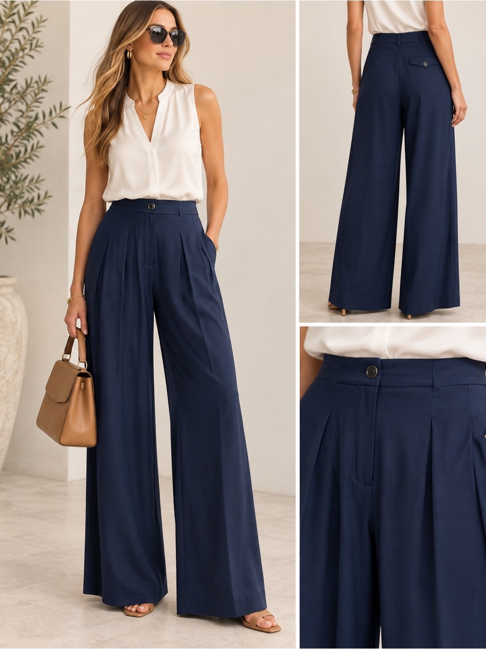Ramy Brook Russell Wide Leg Tailored Pants Trousers – Navy – Size 4 NWT